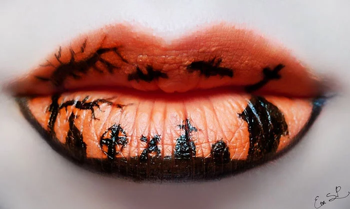 halloween schminktipps von eva pernas lippen schminken orange