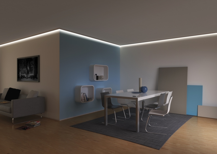 indirekte beleuchtung essbereich wohnzimmer gedämmtes licht