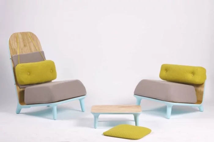 moderne sessel ausgefallenes design farbige akzente wohnzimmer