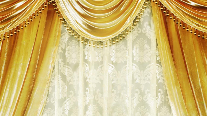 schöne gardinen luxus glamour gold glänzend samt