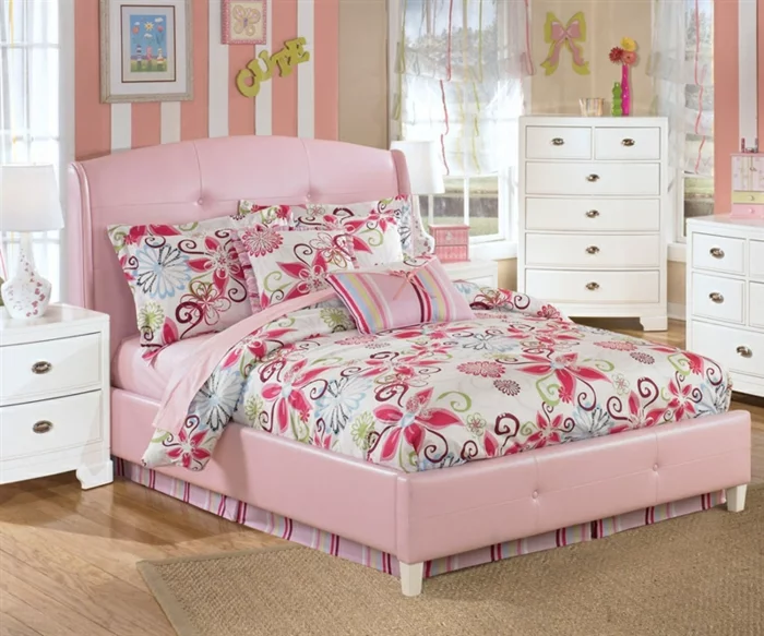  schöne kinderbetten mädchenzimmer rosa design farbige bettwäsche sisalteppich