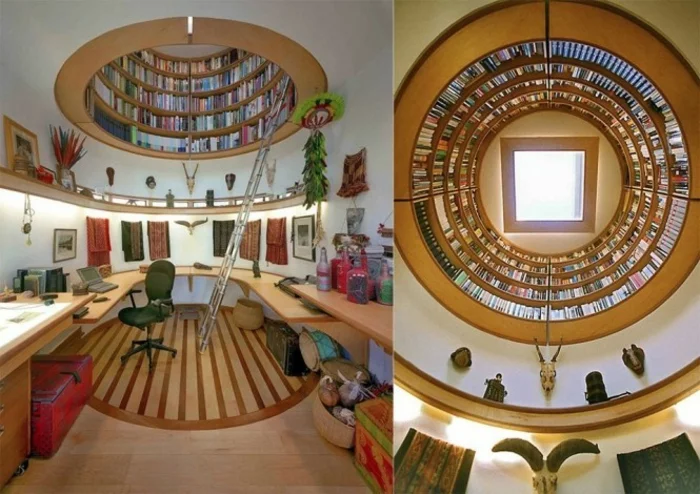 schöne wohnideen luxusleben arbeitszimmer mit hausbibliothek