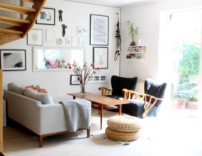 sofa skandinavisches design bodenkissen sessel teppich