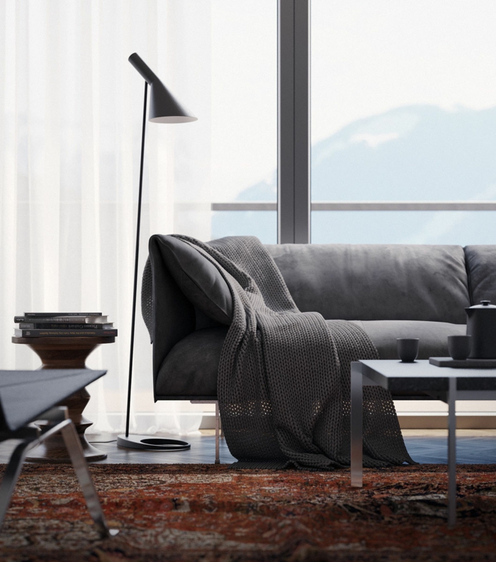 sofa skandinavisches design wohnzimmer ideen teppich