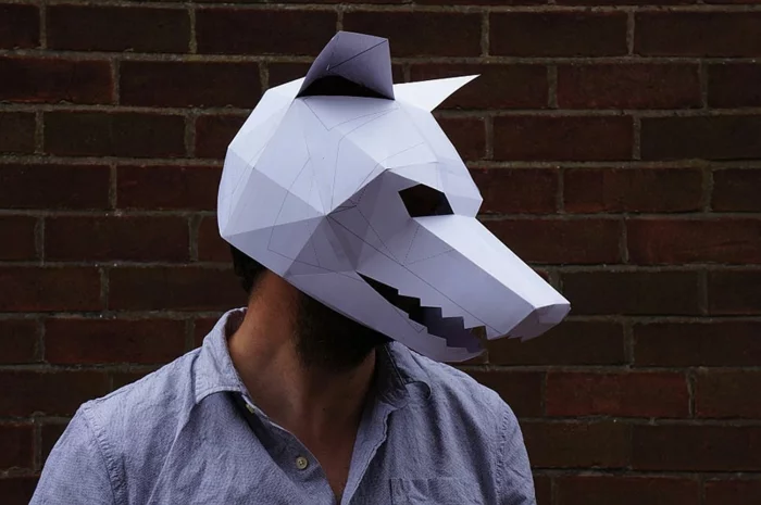 schreckenerregender böser Wolf Maske zu Halloween tragen Tiermasken basteln 