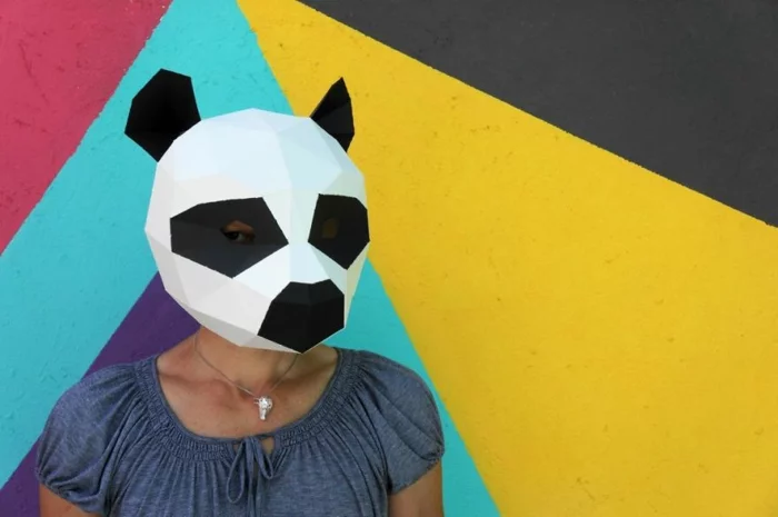 3D Panda Bär Halloween Tiermasken basteln nach Vorlagen von Steve Wintercroft