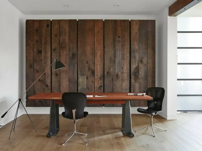 wandpaneele holz home office holzboden