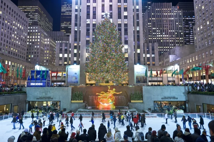 Weihnachten in New York Sehenswürdigkeiten Rockefeller Center Tannenbaum