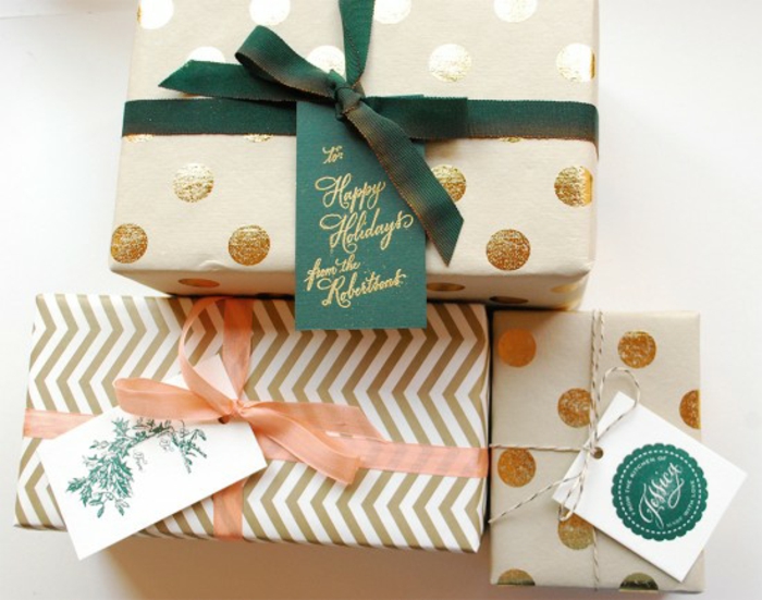 Weihnachtsgeschenke verpacken geschenk verpacken geschenke schön verpacken gruen gold