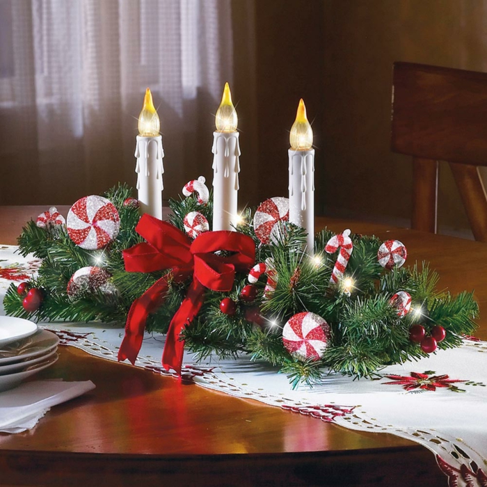 adventskranz dekorieren festliche tischdeko ideen tischläufer weihnachten