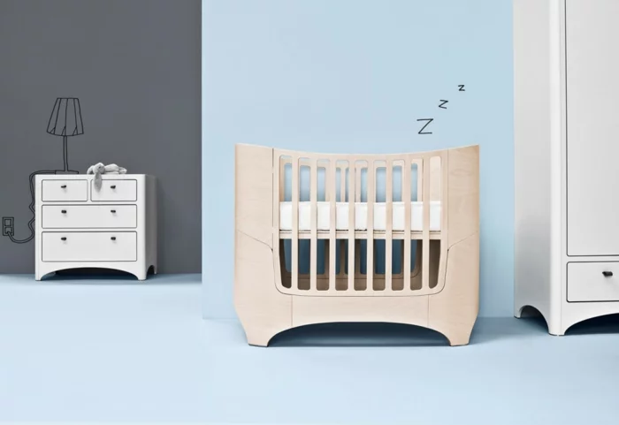 babybett kaufen mamanatural modernes design blaues babyzimmer