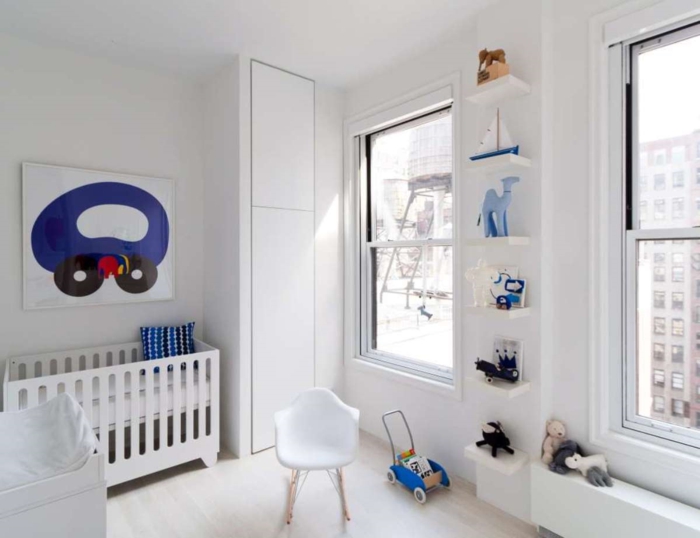 babybetten designs weißes gitterbett offene wandregale babyzimmer