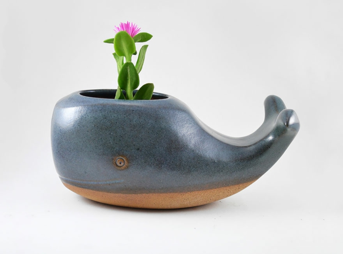 blumenkübel zimmerpflanzen keramikfigur wal übertopf