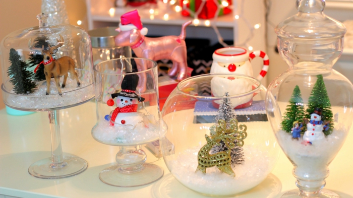 diy deko ideen weihnachtsdekoration gläser kunstschnee adventszeit