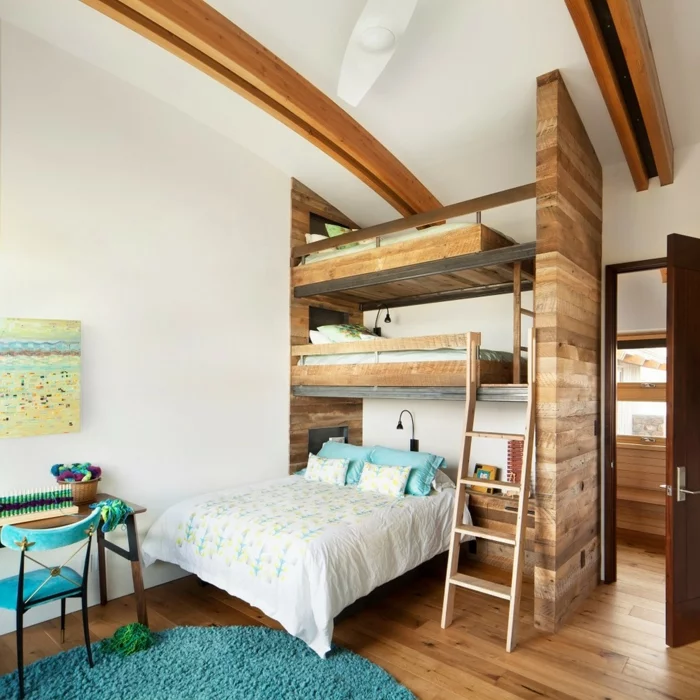 etagenbett ausgefallenes design wohnideen kinderzimmer runder teppich