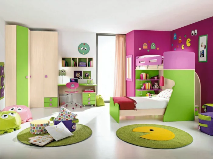 etagenbett wohnideen kinderzimmer archiexpo runde teppiche farbenfrohes design