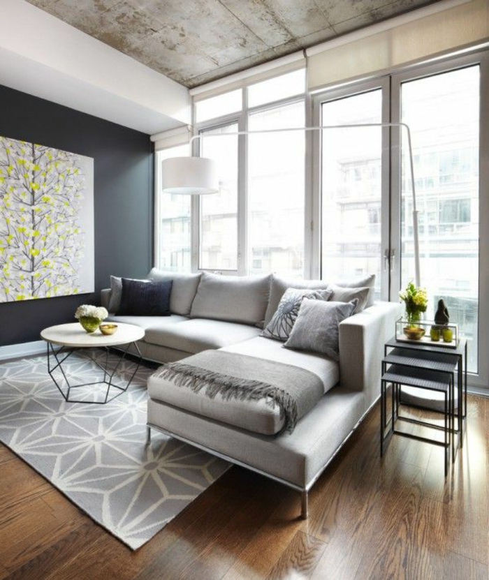 moderne sofas ecksofa wohnzimmer teppich deckengestaltung