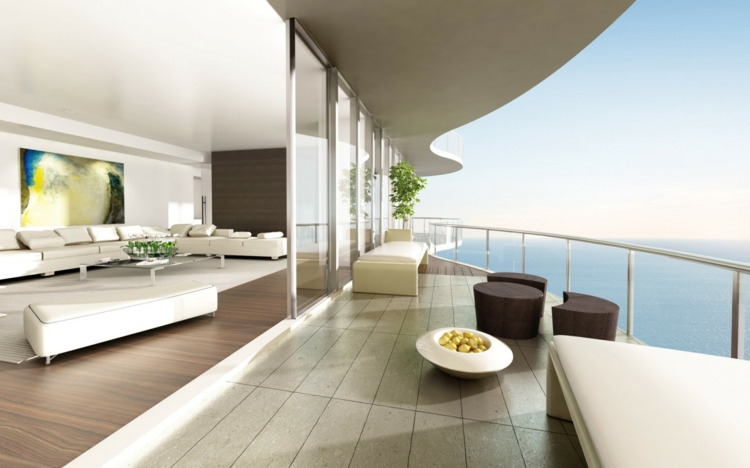 moderne Balkonideen und stilvolle Balkonmöbel schlicht minimalistisch