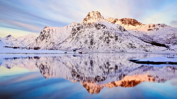 norwegen fjorde schneedecke