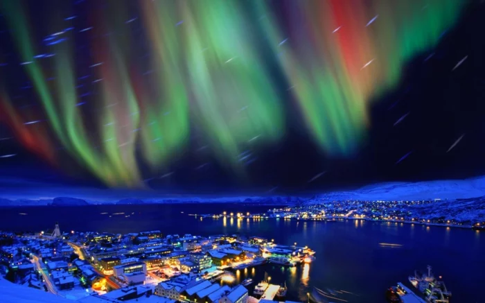 norwegen fjorde northern licht