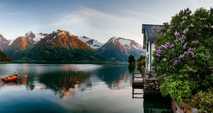 norwegen fjorde sonnenaufgang fruehling