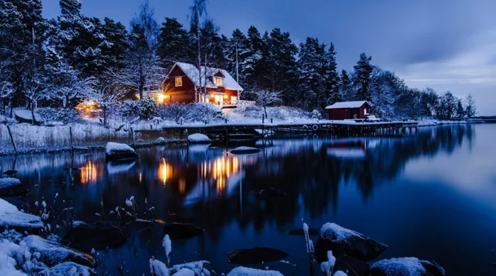 norwegen fjorde winter nachtlich