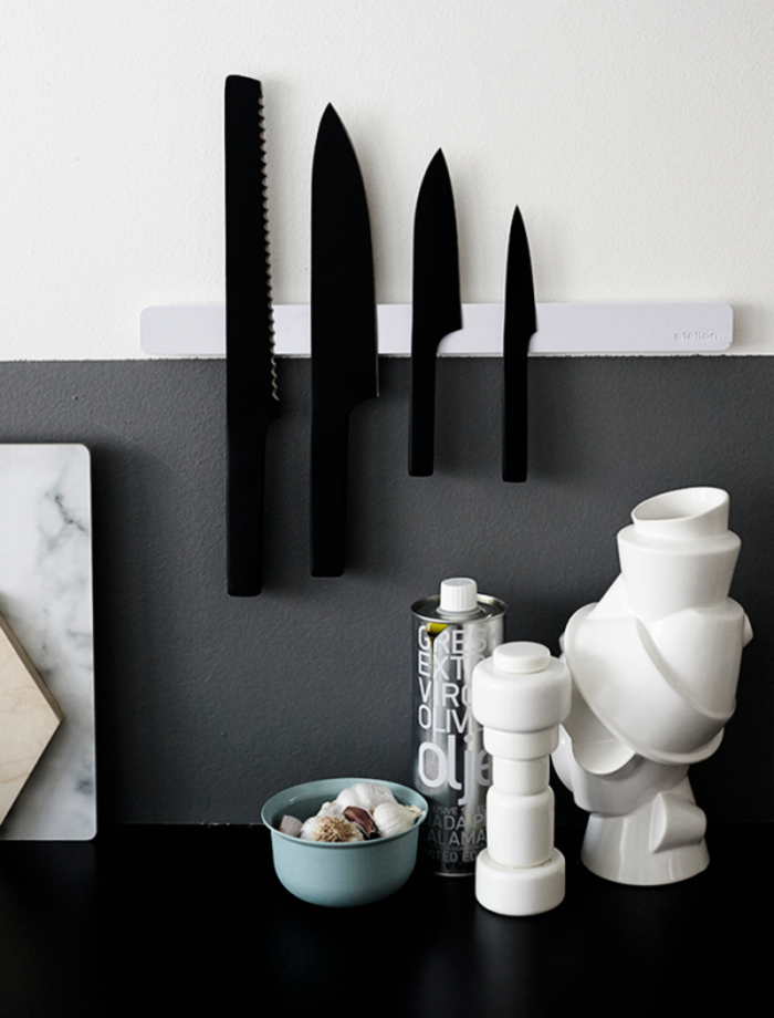 profi küchenmesser set schwarz messer magnetleiste küche 