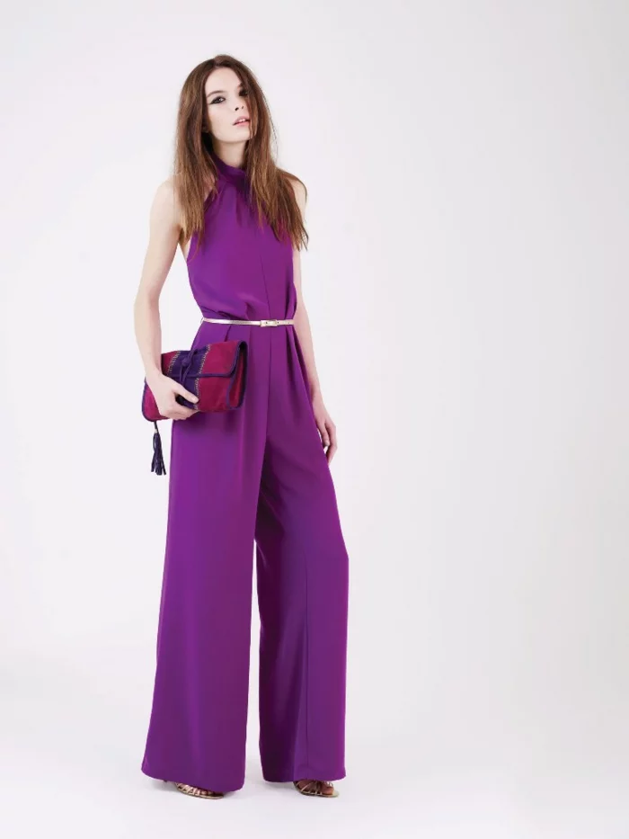retro kleider herbst damenmode 2015 trend lila breite hose