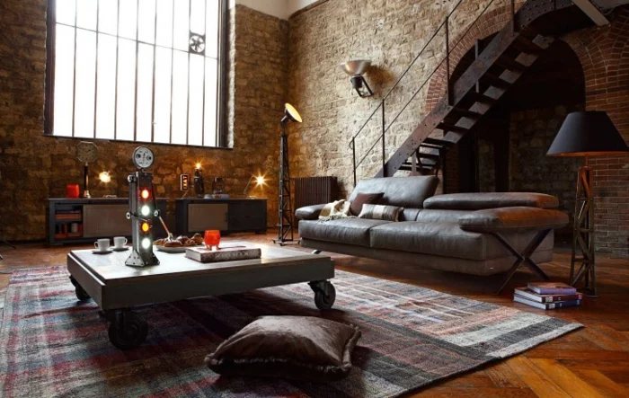 vintage teppiche wohnzimmer einrichten loft wohnung