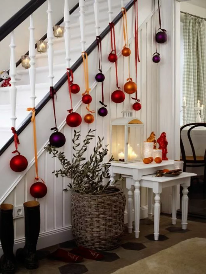 weihnachtliche bastelideen dekoideen weihnachten flur treppe