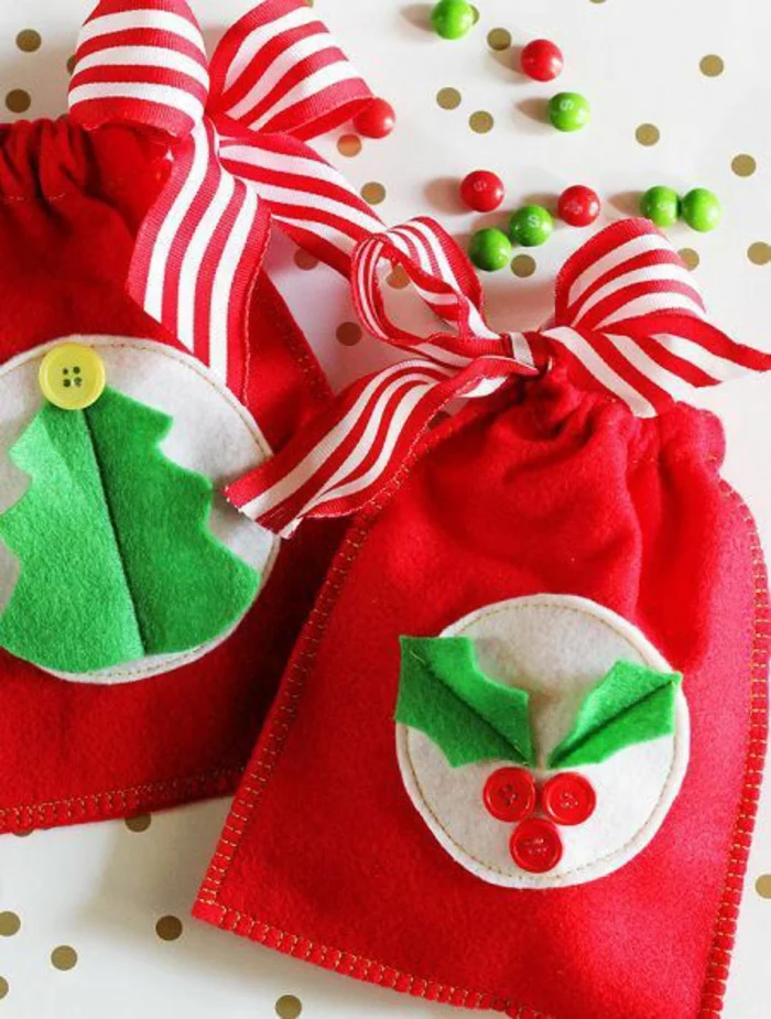 weihnachtsgeschenkideen diy ideen filz tüten rot