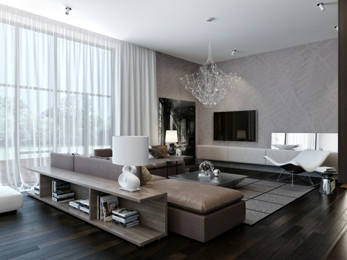 zimmereinrichtung wohnzimmer modern gemütlich schöner kronleuchter