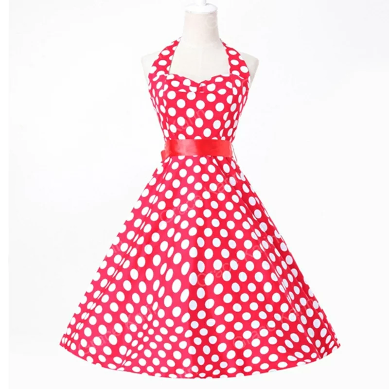 50er Mode Vintage Kleider 50er Retro Kleid rot Püncktchenmuster