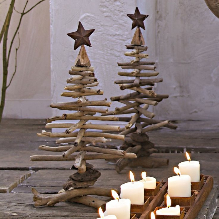 Bastelideen für Weihnachten Weihnachtsbaum basteln Holz