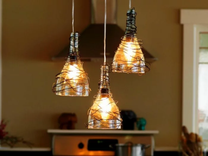 DIY Lampe LAMPEN SELBER machen lampe diy lampenschirme selber machen weinflaschen