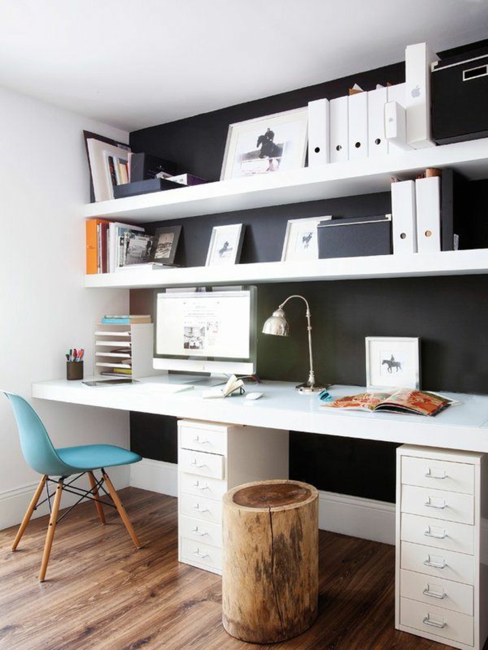 Home Office einrichten Schreibtisch Holz 2 Plätze