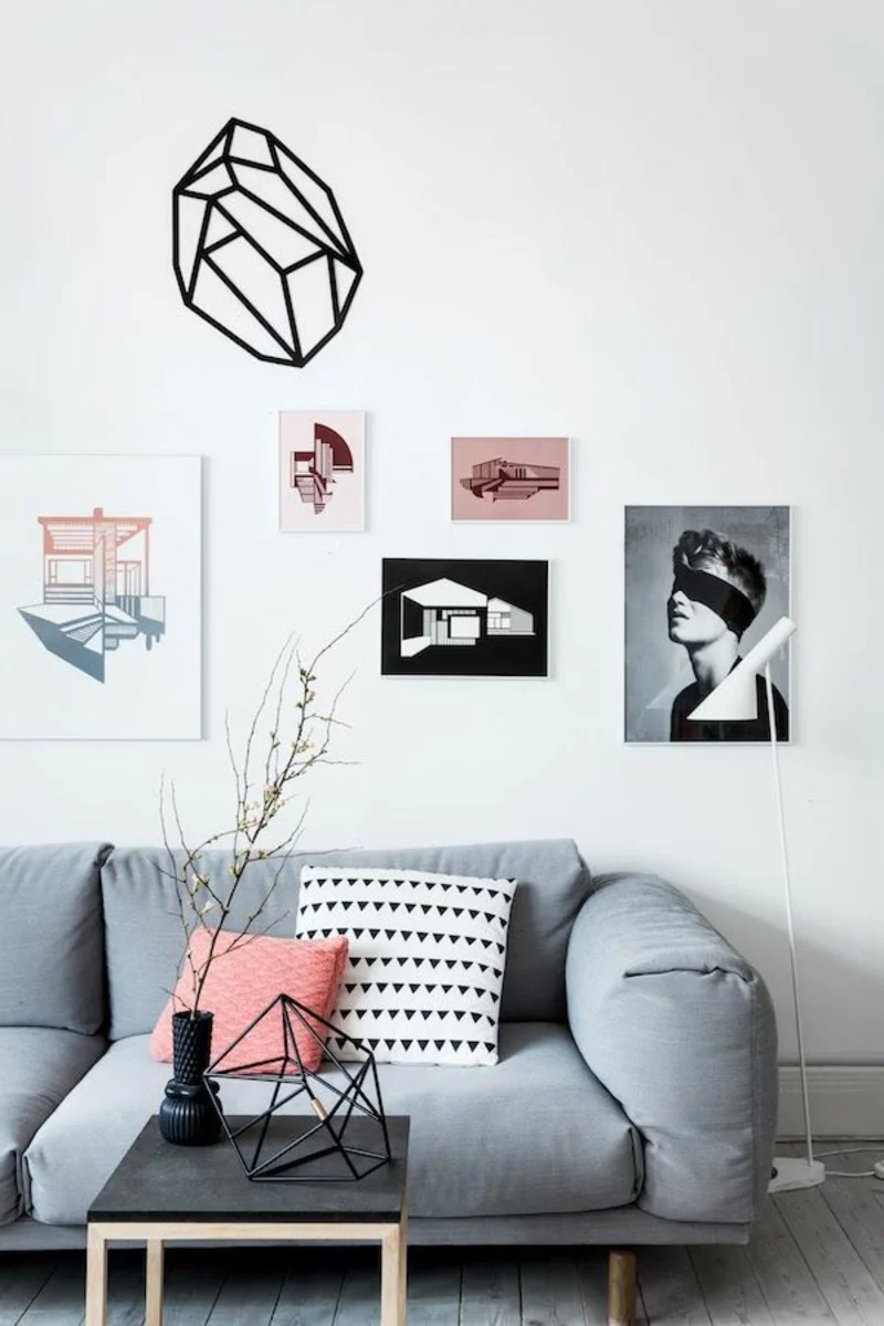 Ideen für kreative Wanddekoration moderne Wandgestaltung Wohnzimmer