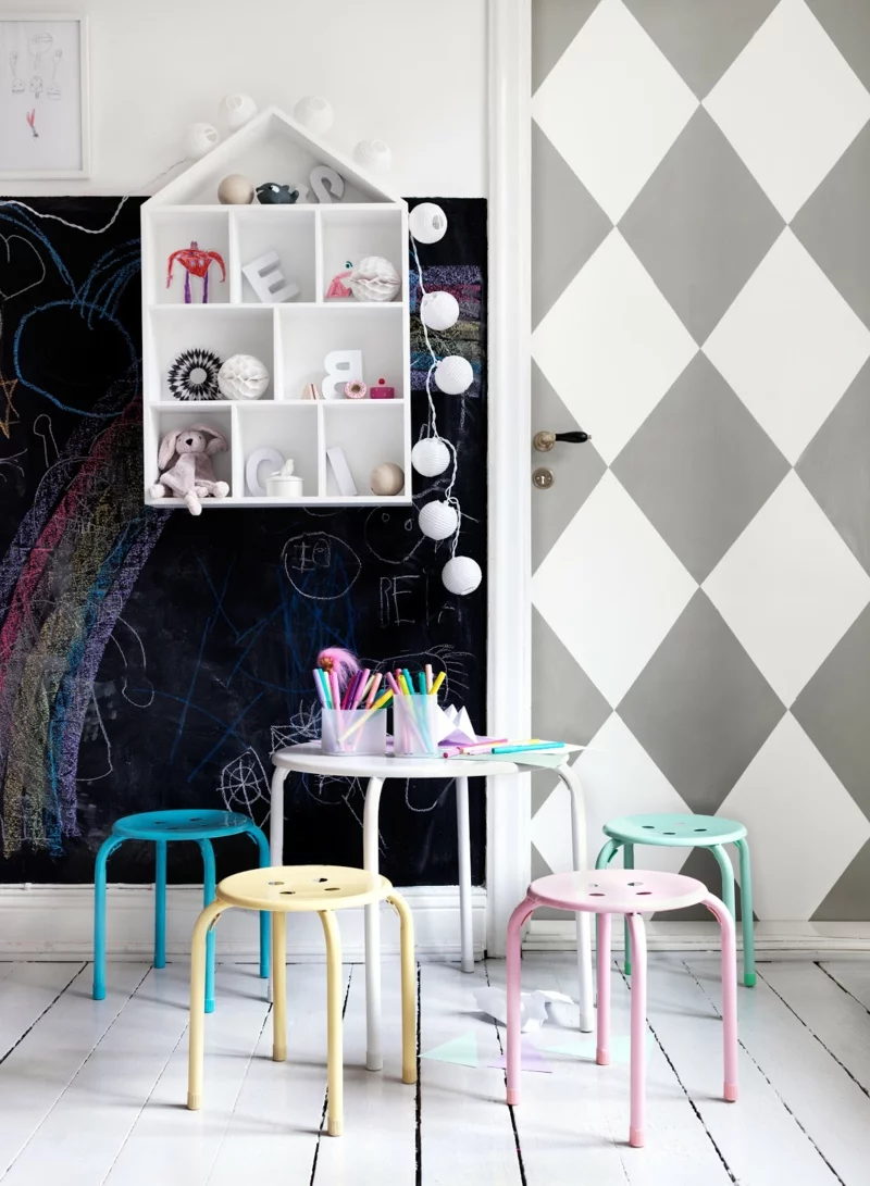 Ideen für kreative Wandgestaltung Kinderzimmer geometrisches Muster erstellen