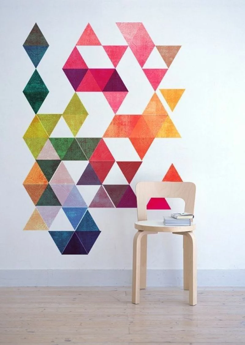 Ideen für kreative Wandgestaltung mit Farbe geomerische Formen