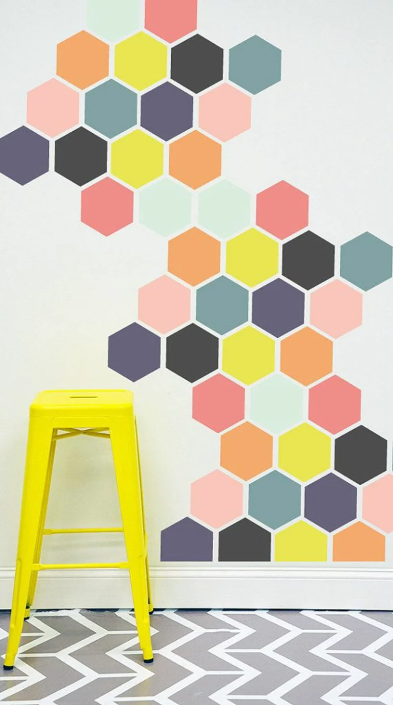 Ideen für kreative Wandgestaltung mit Farbe geometrische Muster