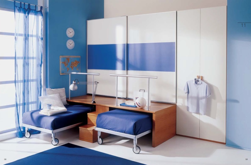 Jungen Kinderzimmer komplett Set Wandfarbe Blau