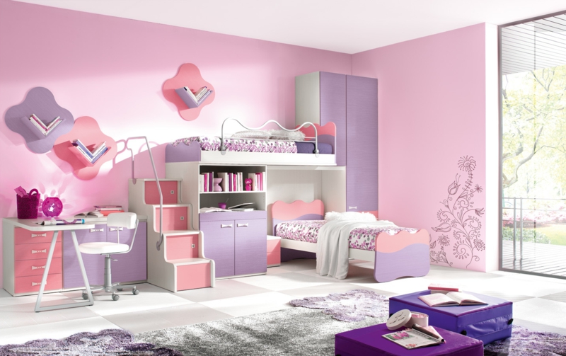Mädchen Kinderzimmer komplett Set Wandfarbe Rosa