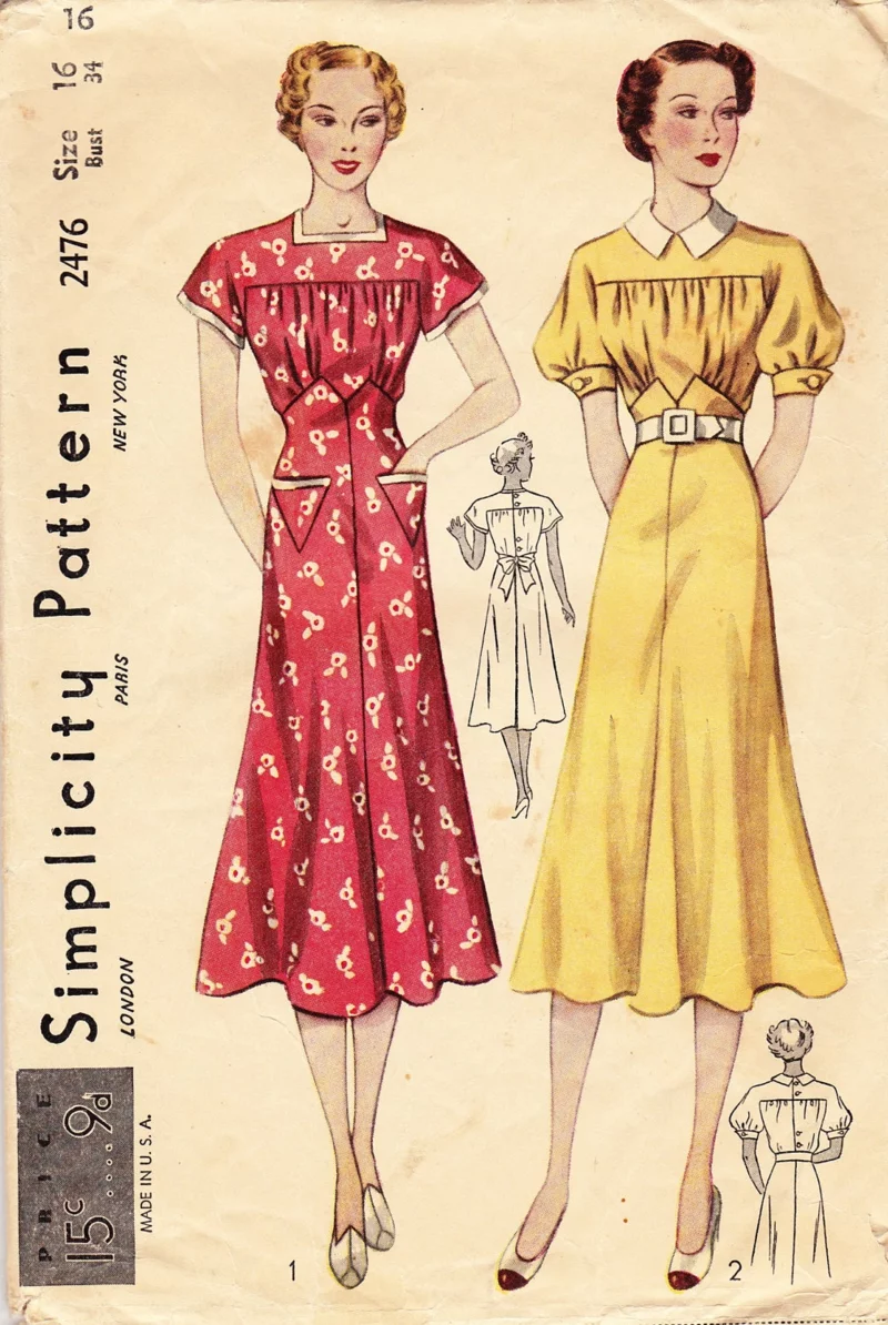 Vintage Kleider 30er Mode Schnitte Farben