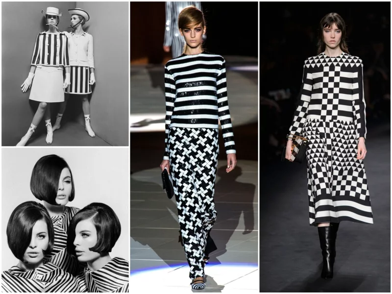 Vintage Mode Damen 60er Jahre Op Art Valentino neue Kollektion