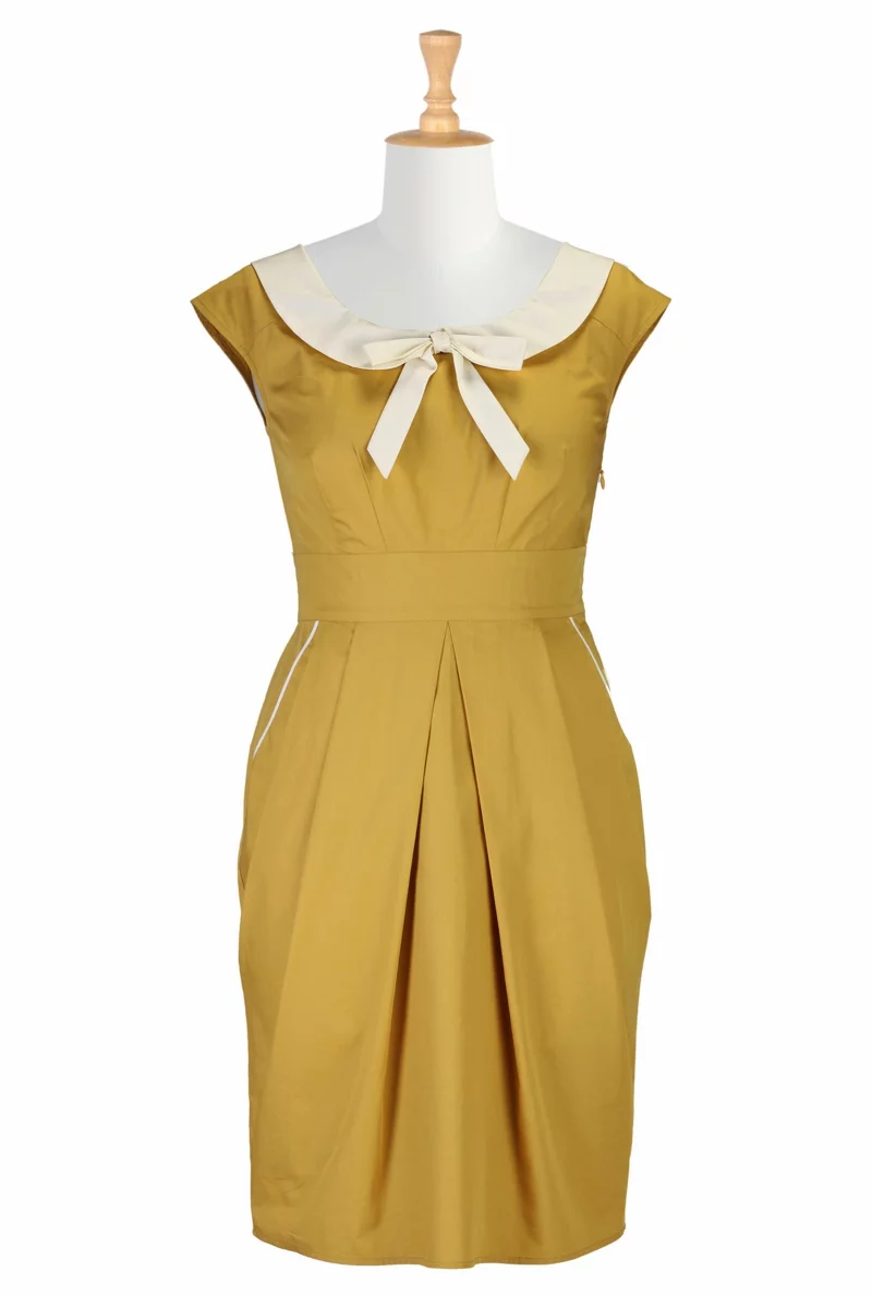 Vintage Mode Damen 60er Jahre Retro Kleid gelb