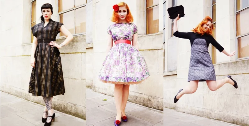 Vintage Mode Damen Retro Kleider verschiedene Epochen
