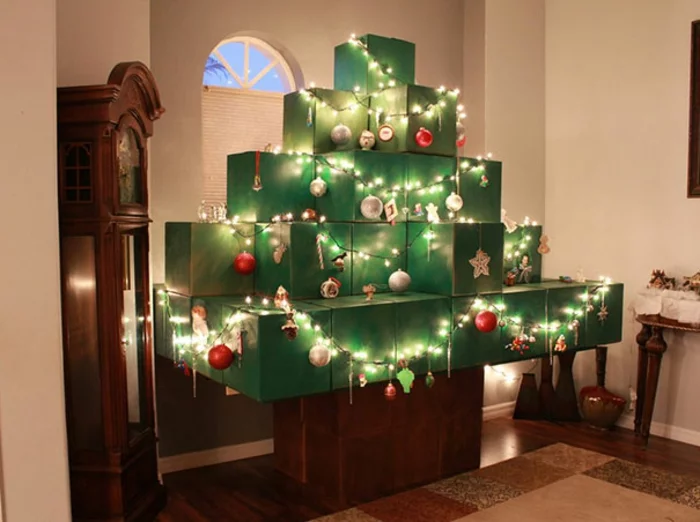 Weihnachtsbasteln Tannenbaum basteln Boxen