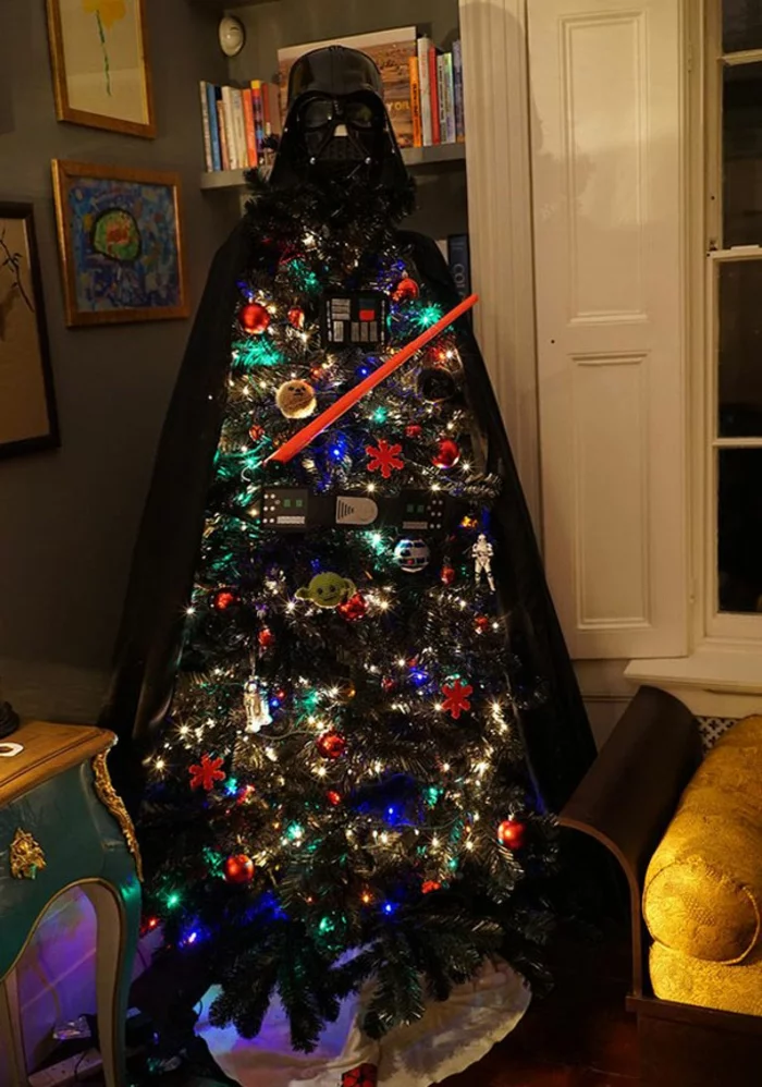 Weihnachtsbasteln Tannenbaum basteln Darth Vader Weihnachtsbaum