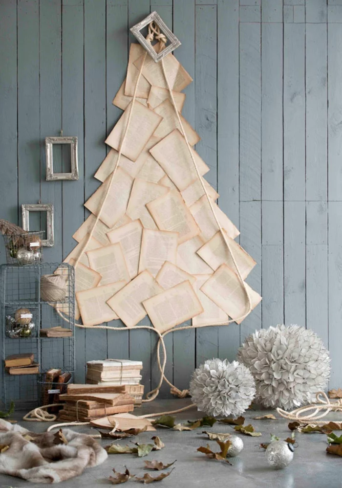 Weihnachtsbasteln Weihnachtsbaum selber basteln Wand dekorieren