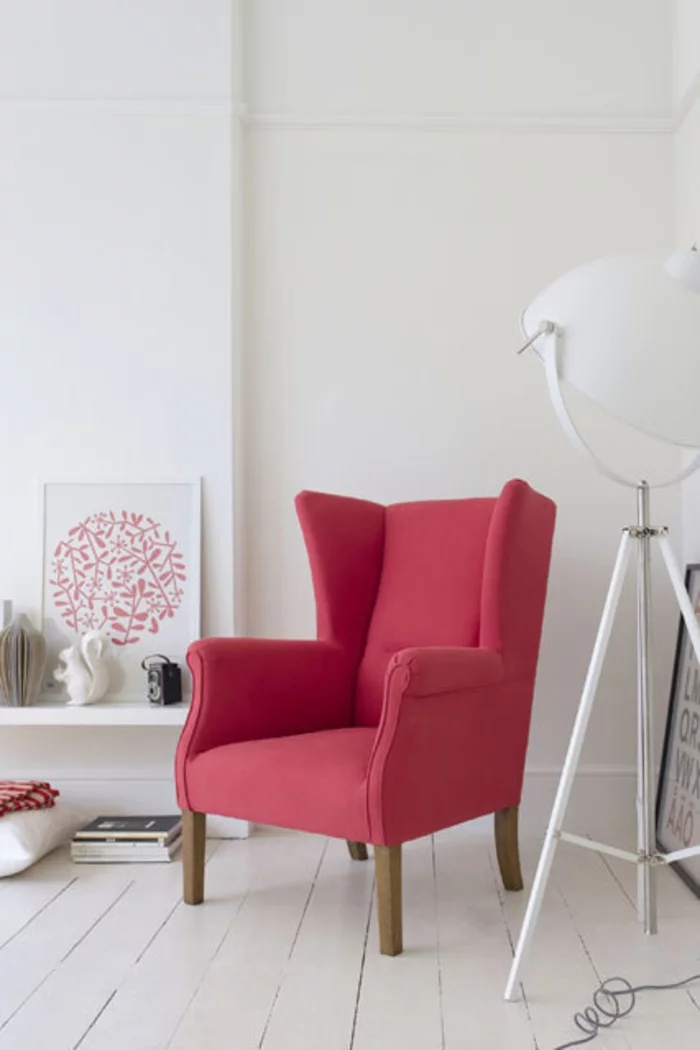 Wohnraumgestaltung Ideen Wohnzimmer Polstersessel Pink